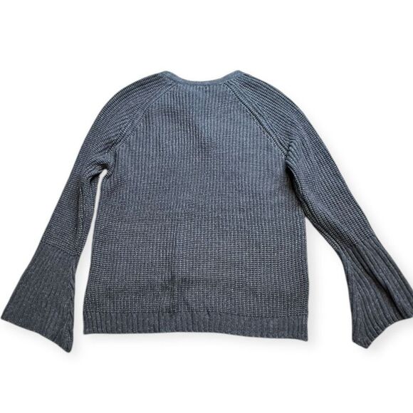 ROCK & ROLL COWGIRL Women's Gray Knit Lace Up V-Neck High Low Hem Sweater Slight - Picture 4 of 7